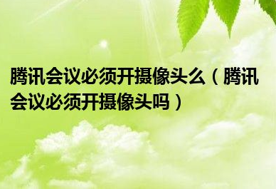 腾讯会议可以不开摄像头吗-腾讯会议摄像头关闭的方法 