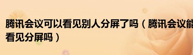 腾讯会议能看到学生分屏吗-腾讯会议查看学生分屏的方法分享 