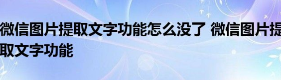 微信图片提取文字功能不见了怎么办_微信图片提取文字怎么不见了 