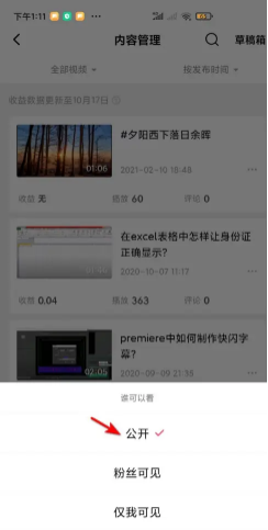 西瓜视频怎么设置公开可见权限